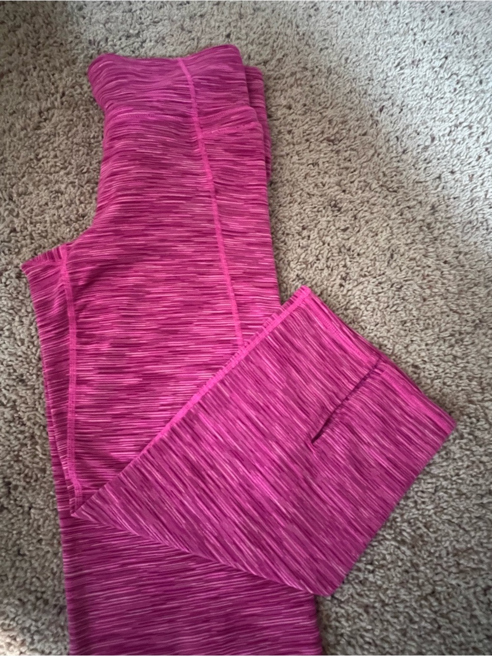 Athleta Hot Pink Striped straight cropped leggings